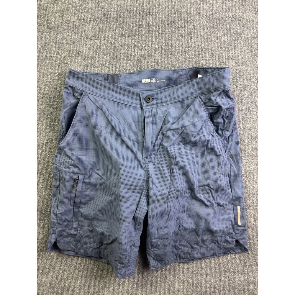 REI Co-op Active Padded Shorts Mens S Blue Dot Pattern Hiking Biking Lined